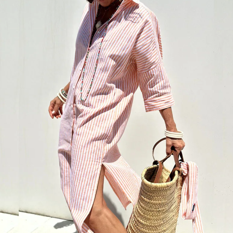 Grace - Stylish Striped Shirt Dress