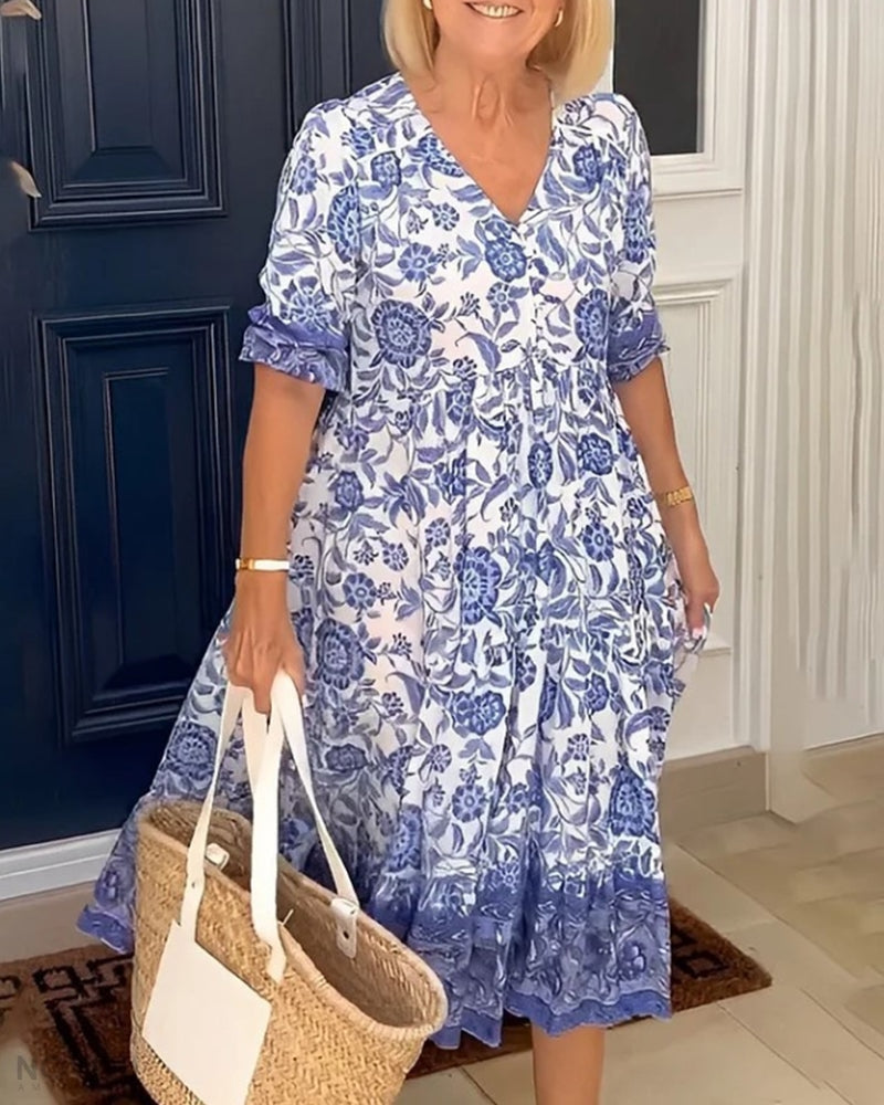 Aria - Floral V-Neck Dress