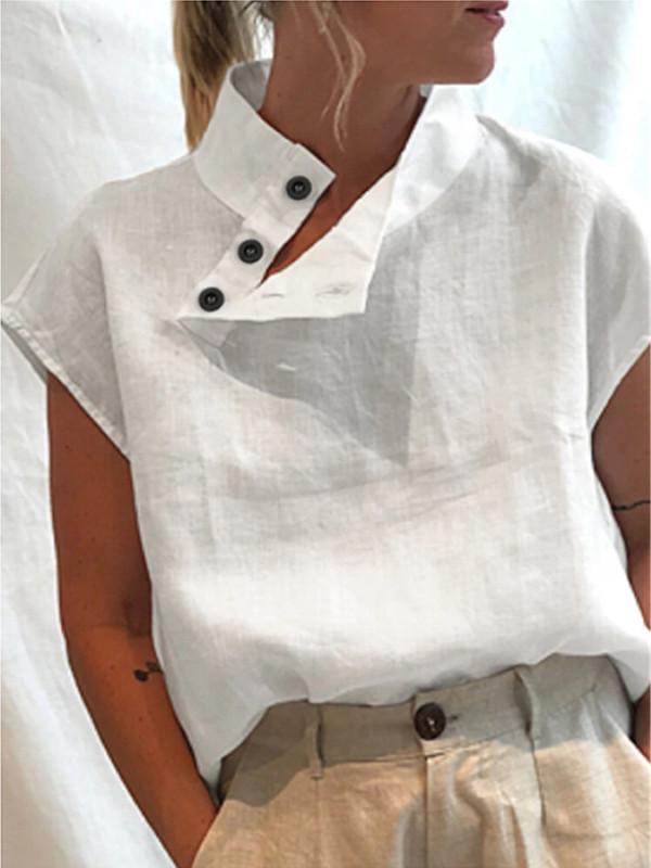 Lowella - High Collar Buttoned Blouse