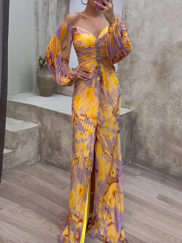 Gisselle - Pleated Loose V-Neck Dress